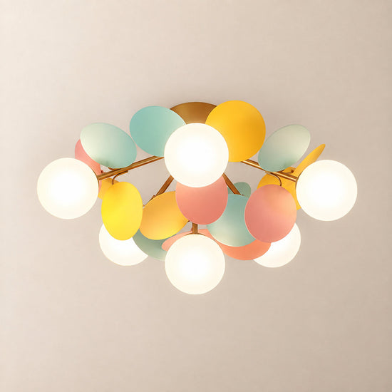 Round Macaron Ceiling Light, 20.5-Inch x H 12.5-Inch for Living Room
