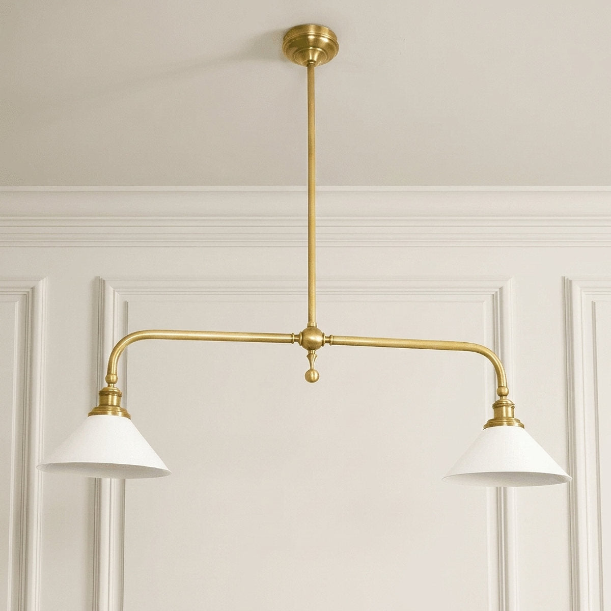 2-Light Linear Brass Pendant Lamp