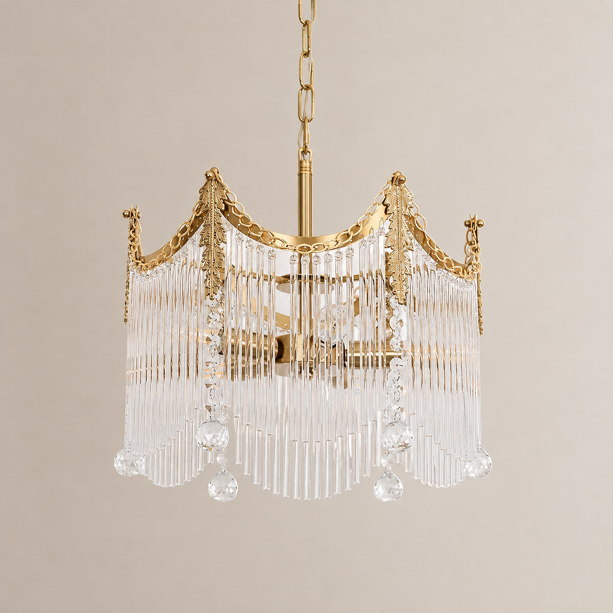 Round Brass Glass 5/8/12-Head Chandelier