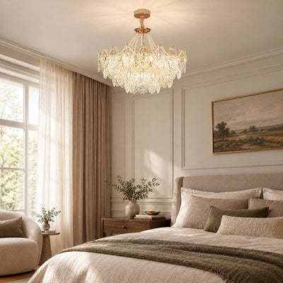 Gold Glass Drop Chandelier