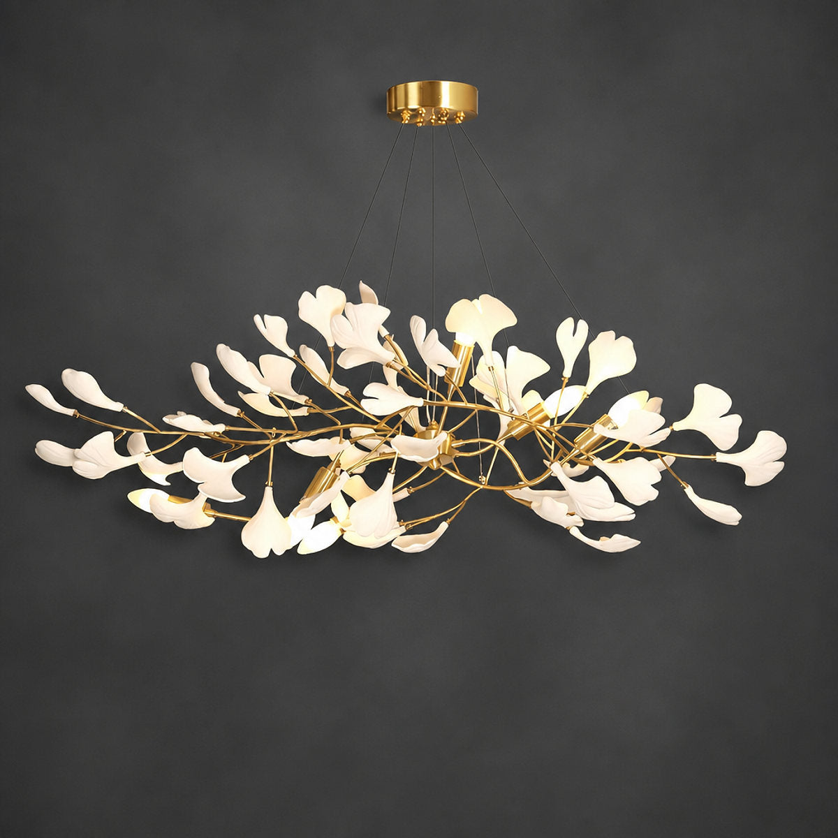 Porcelain Leaf Horizontal Branch Chandelier