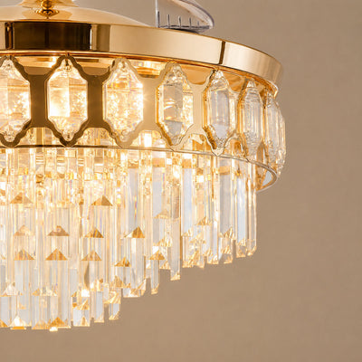 Crystal Chandelier Retractable Blade Ceiling Fan