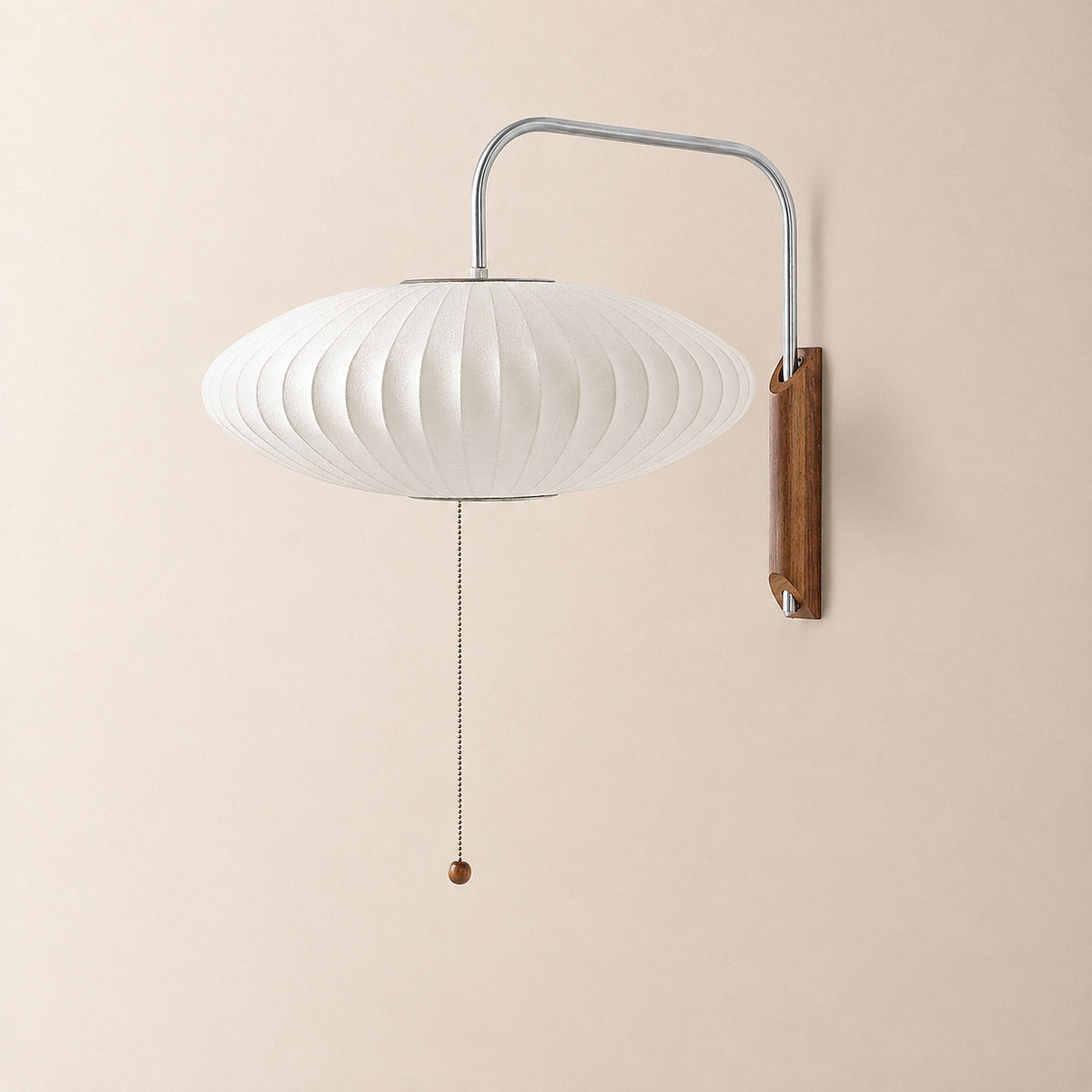 Organic Bubble Wall Lamp, 11-Inch x H 15.7-Inch, White & Walnut wood for Living Room