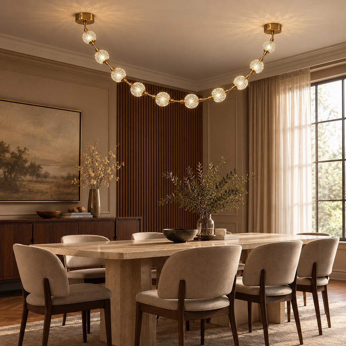Draped Acrylic Sphere Link Chandelier