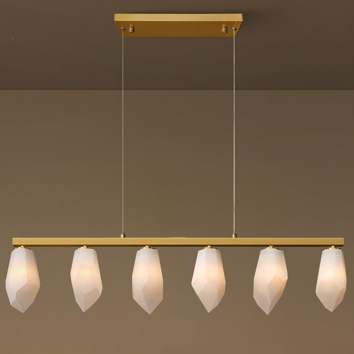 6-Light Linear Alabaster Chandelier