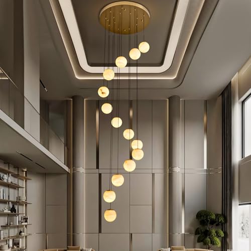Modern style spiral staircase crystal ball chandelier