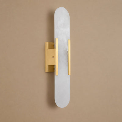 Oblong Alabaster Wall Lamp, 3.9-Inch x H 13.8~19.7-Inch, Black for Living Room & Dining Room