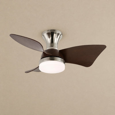 Calix 28" Ceiling Fan Light, 28-Inch x H 9.8-Inch, Model A Natural Wood Grain & White, Three-Color Light for Living Room