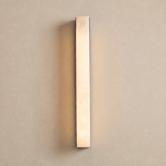 Emerson Alabaster Wall Lamp, 2.4-Inch x H 23.6-Inch, Brass & White, Triac Warm Dimming for Living Room & Dining Room
