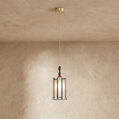 Artisan Glass and Wood Pendant Lamp for Dining Room & Living Room