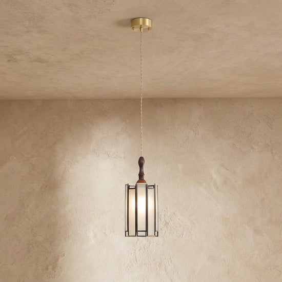 Artisan Glass and Wood Pendant Lamp for Dining Room & Living Room