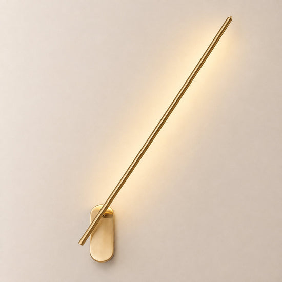 Stick Shaped Metal Wall Lamp, L 2-Inch x W 3.1-Inch x H 23.6~37.4-Inch, Brass, Triac Warm Dimming for Living Room