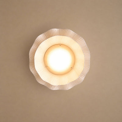 Tricolordeer Pleated Brass Flush Mount Ceiling Lamp