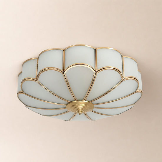 Flower Shape Glass Recessed Ceiling Light, 13.8~23.6-Inch x H 6.1`7.9-Inch, Brass & White for Living Room