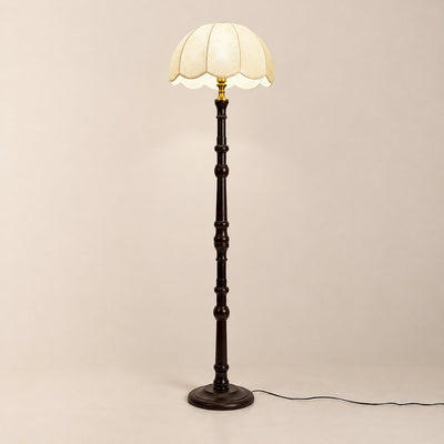 Tricolordeer Sculpted Wood Fabric Floor Lamp