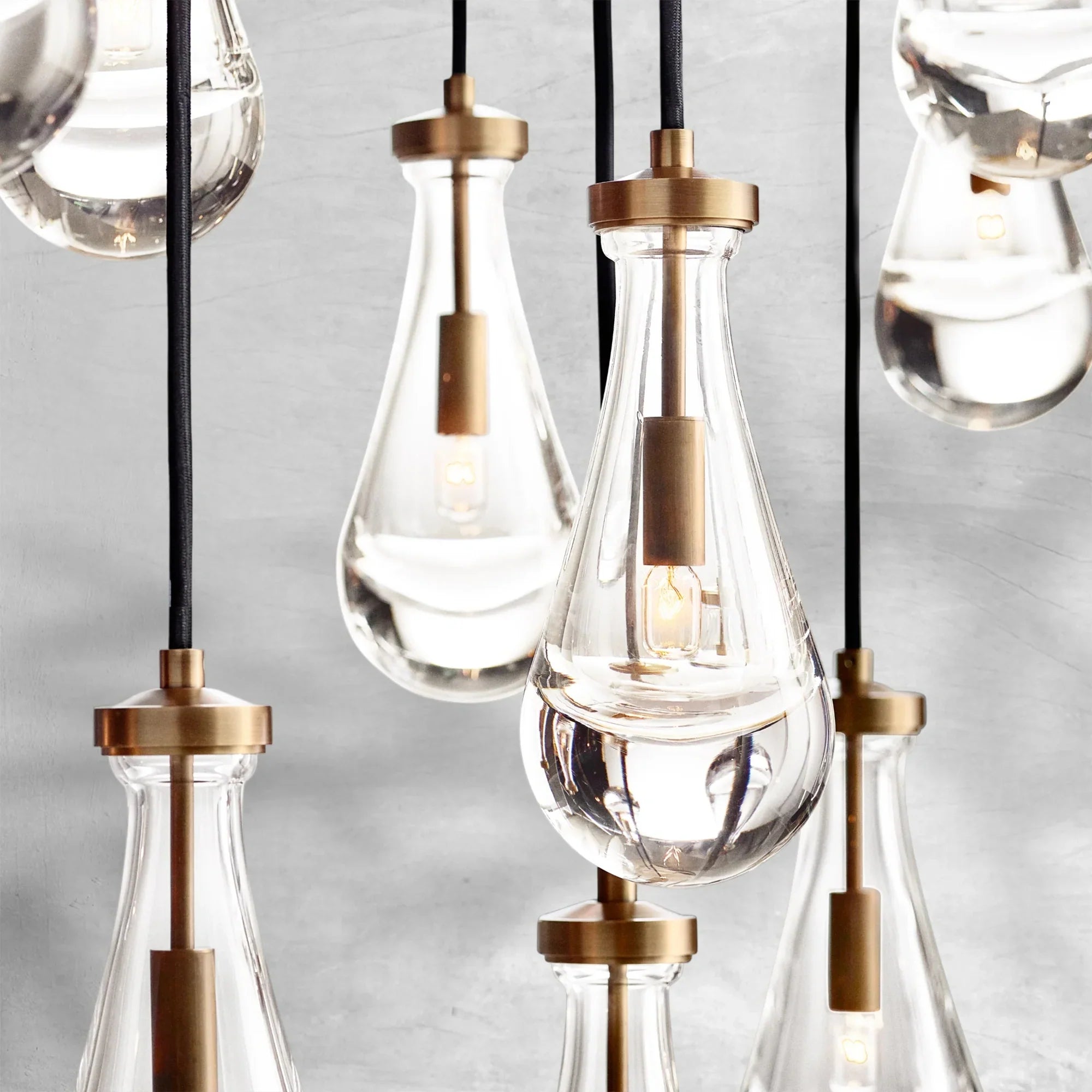 Soltaire Raindrop Glass Linear Chandelier 54"