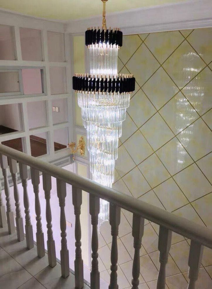 Classic Large Multi-layered Spiral Crystal Chandelier for Foyer/ Staircase