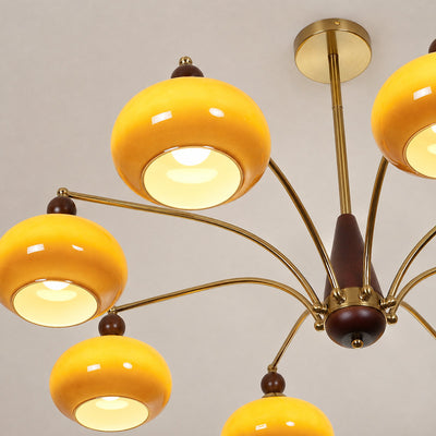 Tricolordeer Victorian Inspired Wood and Glass Chandelier