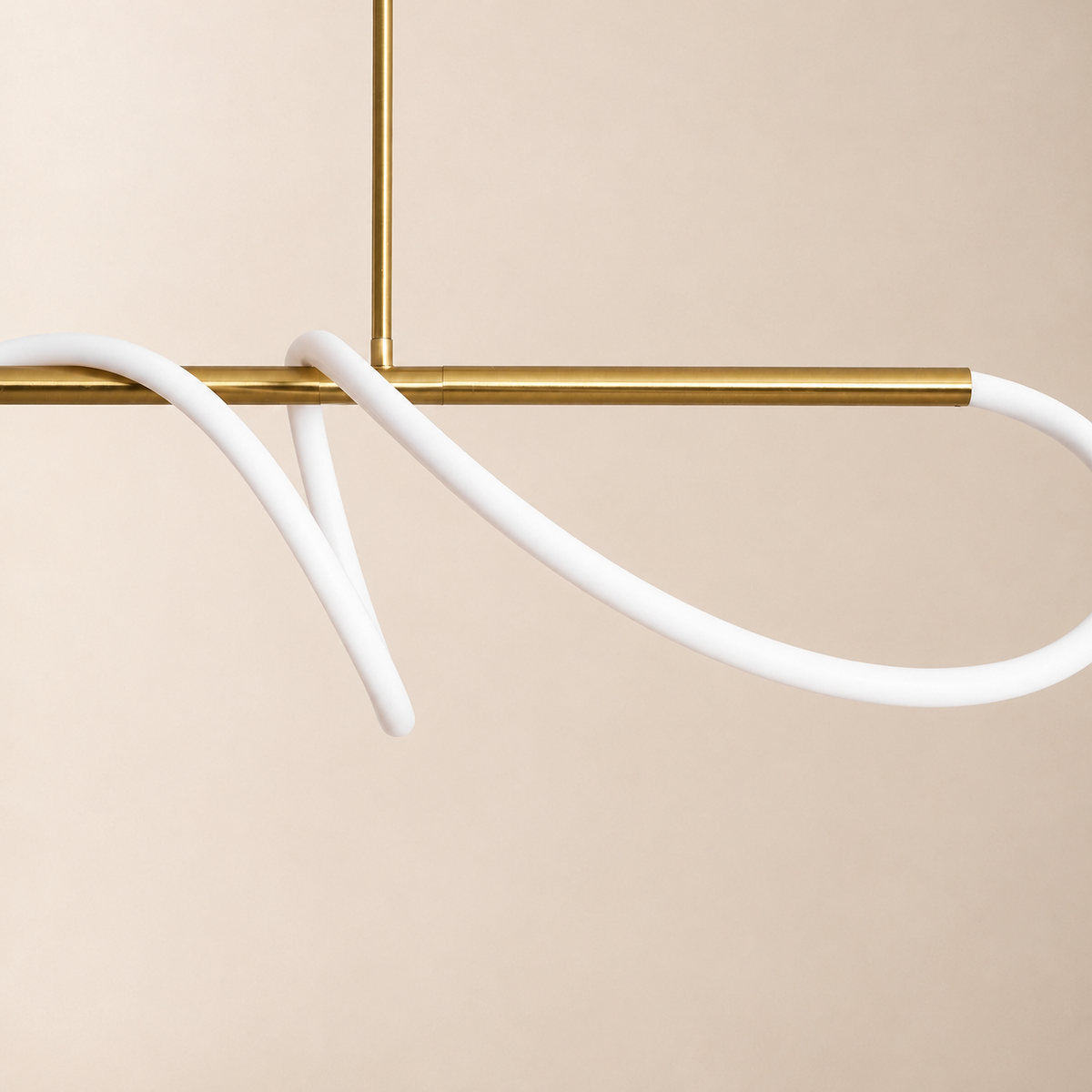 Sculptural Curved Linear and Round LED Chandelier