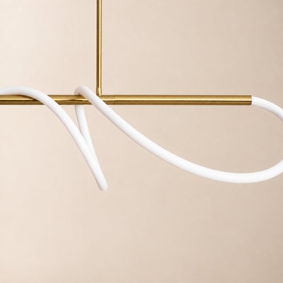 Sculptural Curved Linear and Round LED Chandelier