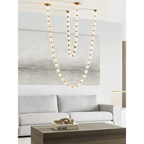 Luxury Crystal Beaded Long Chandelier for High Ceiling 12ft/10ft（customize）