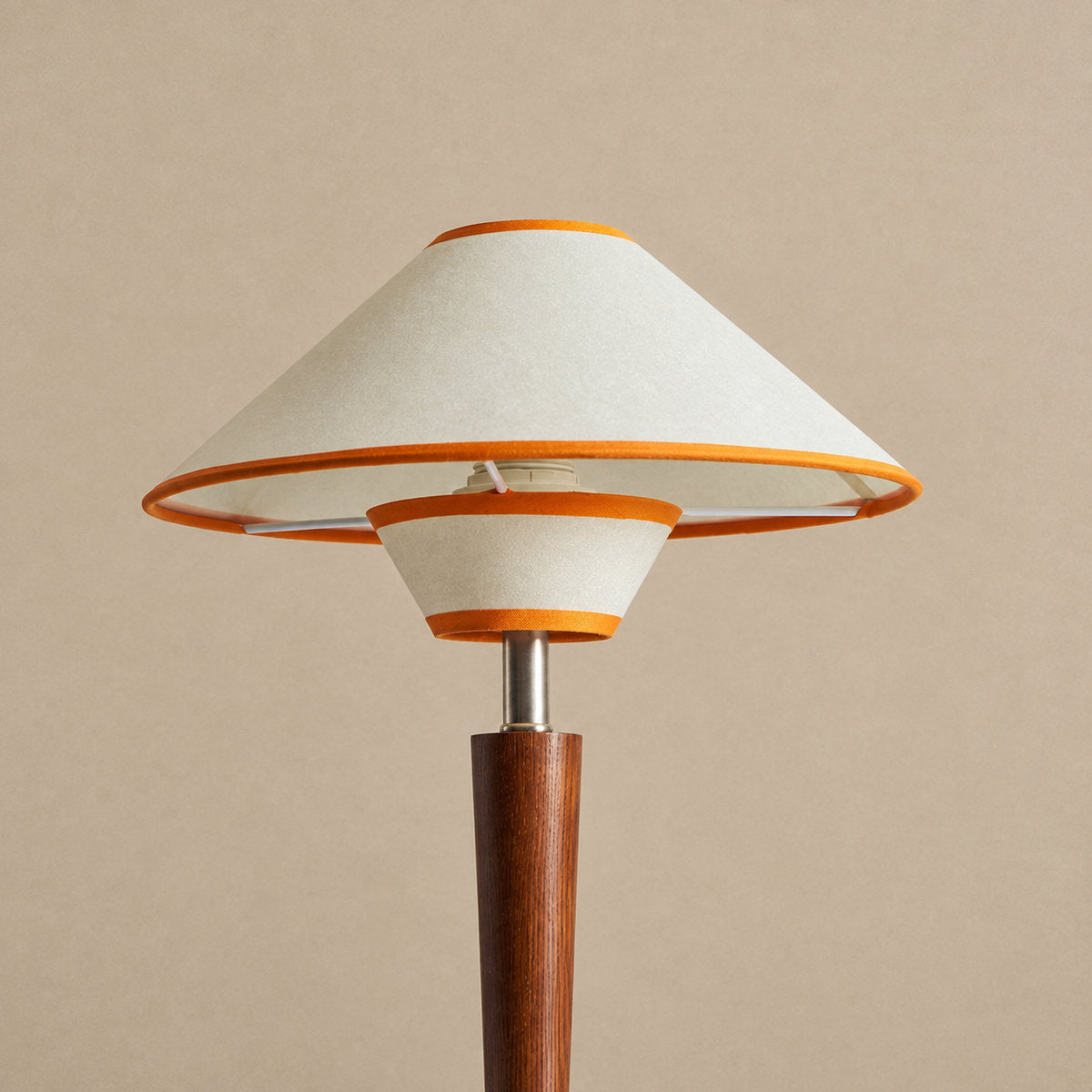 Tricolordeer Walnut Wood and Fabric Table Lamp