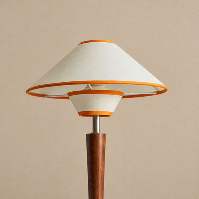 Tricolordeer Walnut Wood and Fabric Table Lamp
