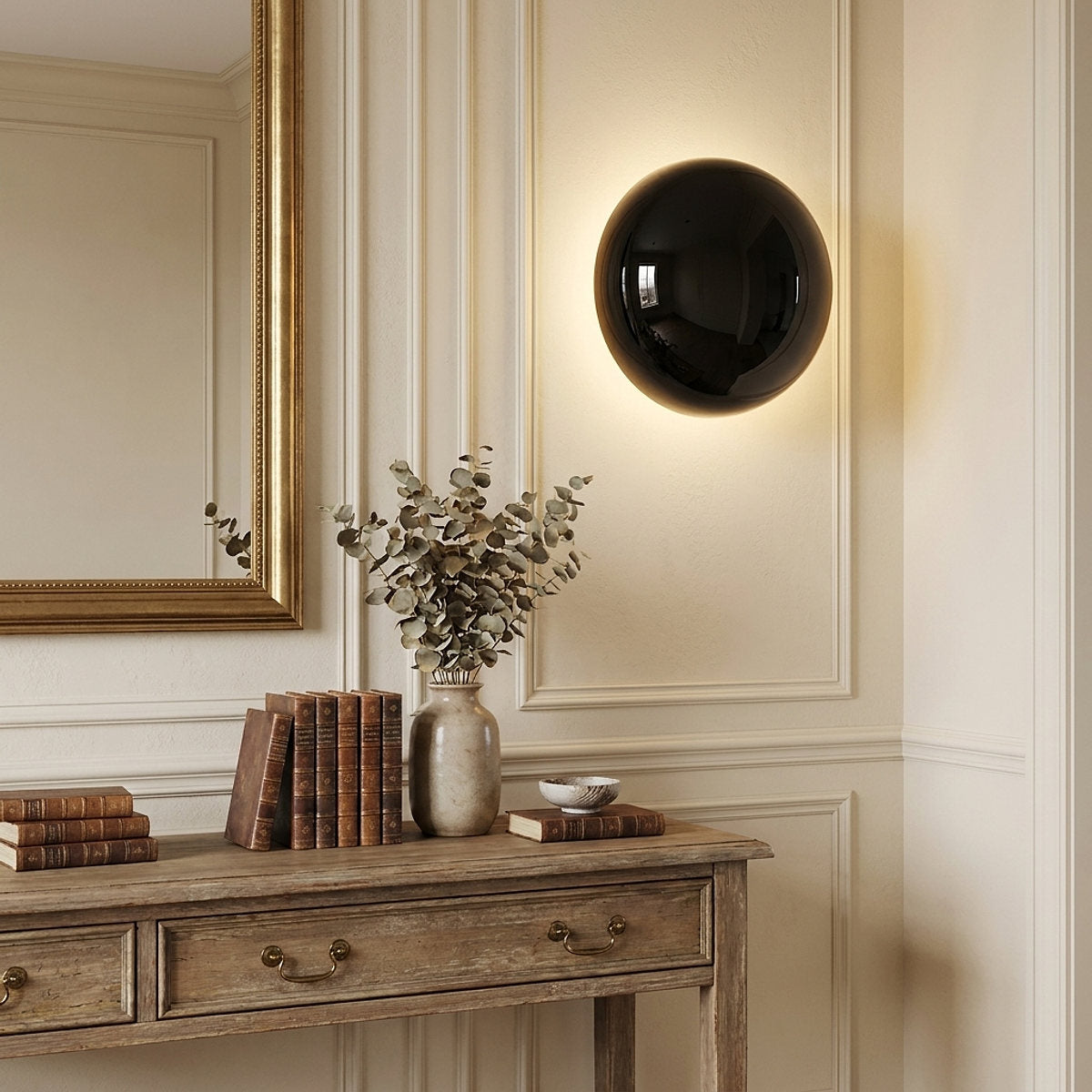 Aurum Sphere Wall Lamp, 6.3-Inch x H 3.9-Inch, Chrome, Warm Light for Living Room & Dining Room
