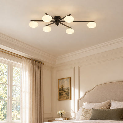 Low-Profile Multi-Arm Oval Glass Ceiling Lamp