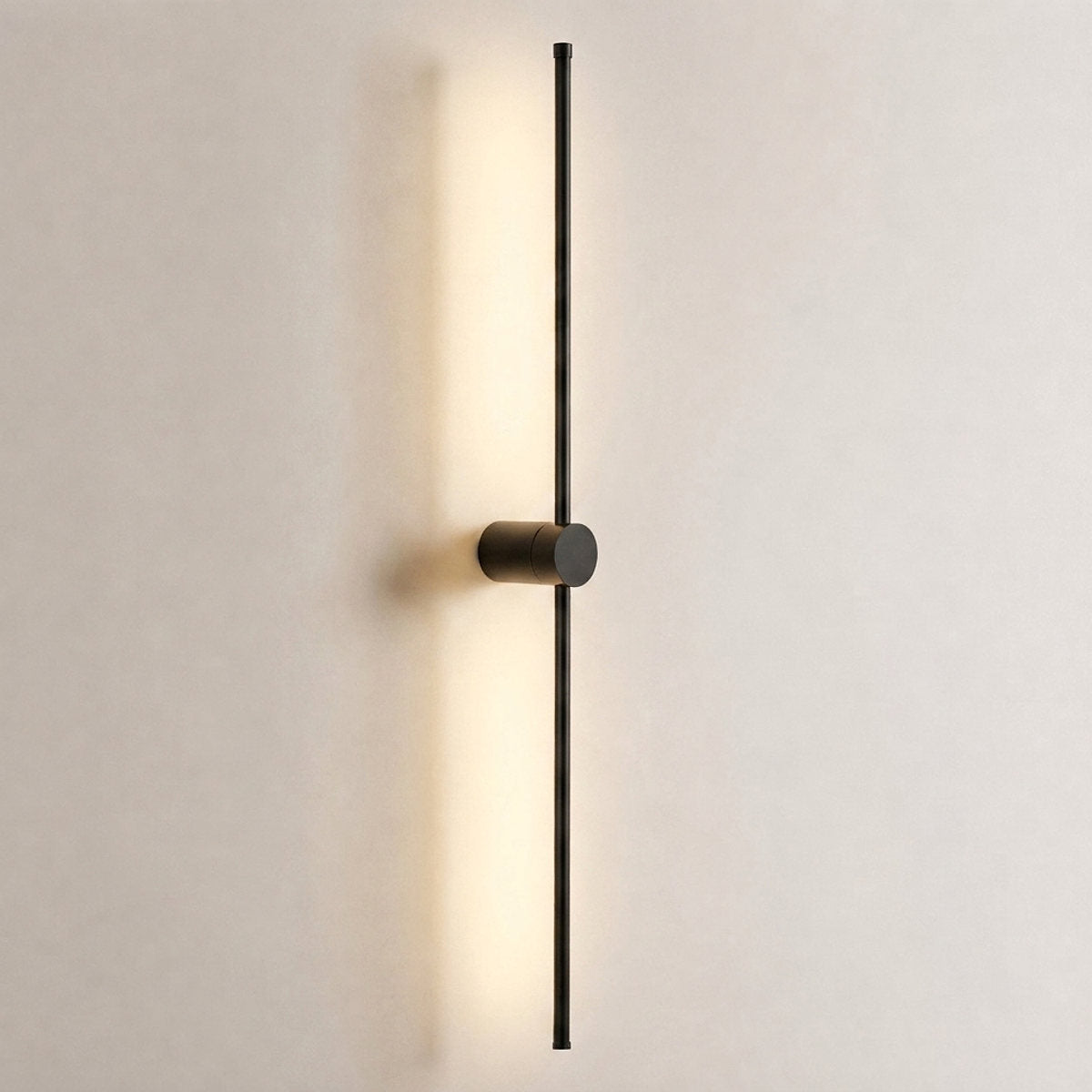 Linear LED Rechargeable Wall Lamp, 2.3-Inch x H 23.6~47.2-Inch, Black, Three-Color Light & USB Charging for Bedroom & Living Room