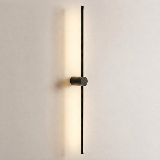 Linear LED Rechargeable Wall Lamp, 2.3-Inch x H 23.6~47.2-Inch, Black, Three-Color Light & USB Charging for Bedroom & Living Room