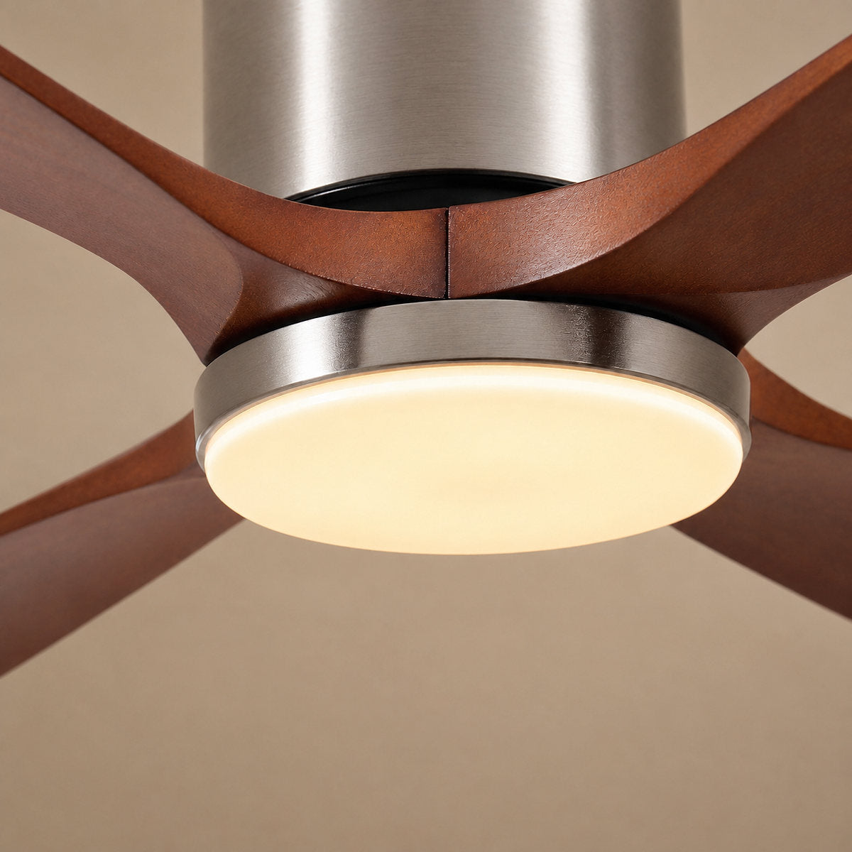 Low-Profile Flush Mount Ceiling Fan with LED Disc Light