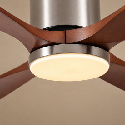 Low-Profile Flush Mount Ceiling Fan with LED Disc Light
