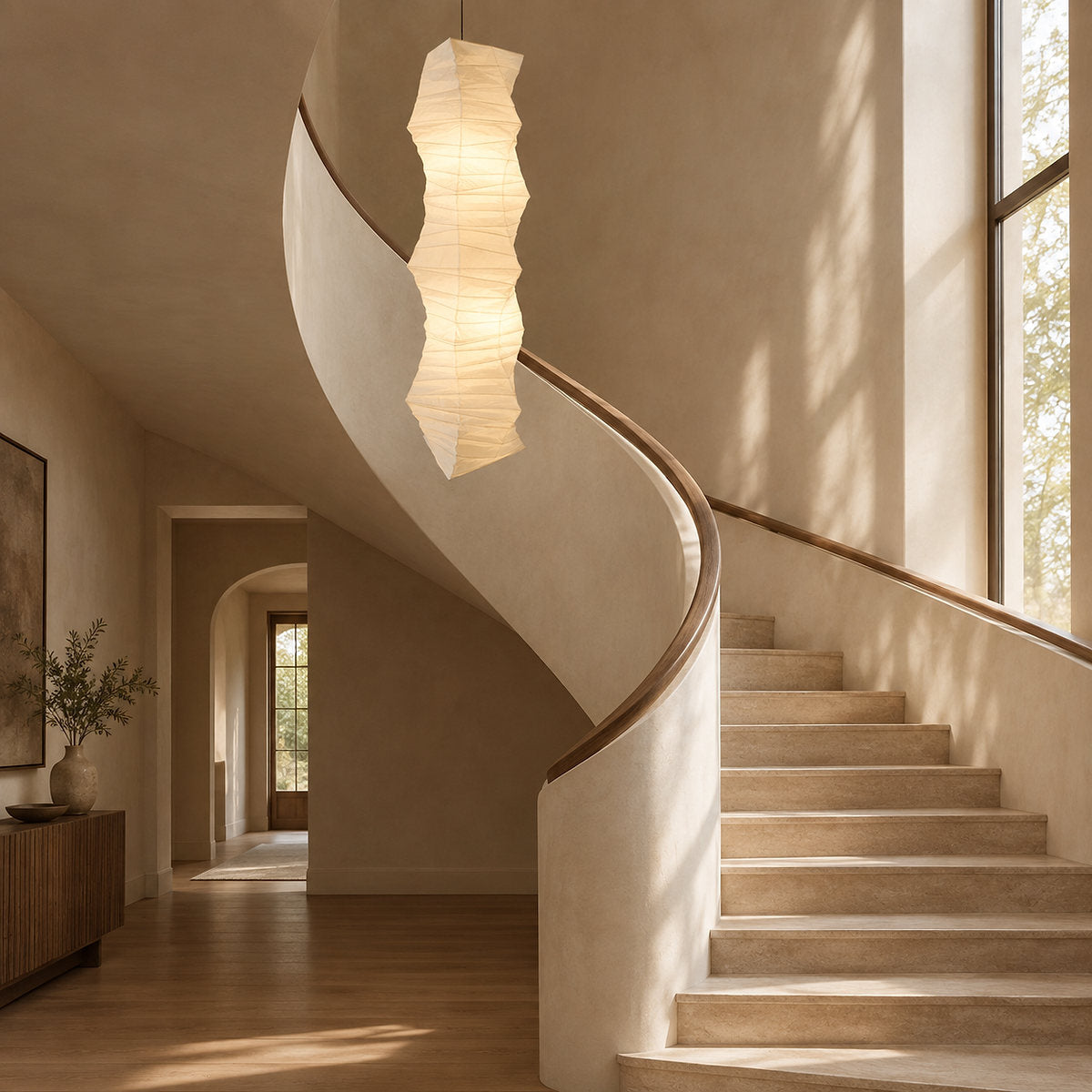 Pleated 33N Tall Column Pendant Light