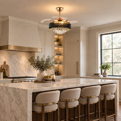 Tricolordeer Crystal Chandelier Dual-Function Ceiling Fan