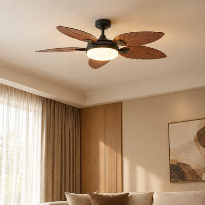 LED Ceiling Fan with Walnut Leaf Blades