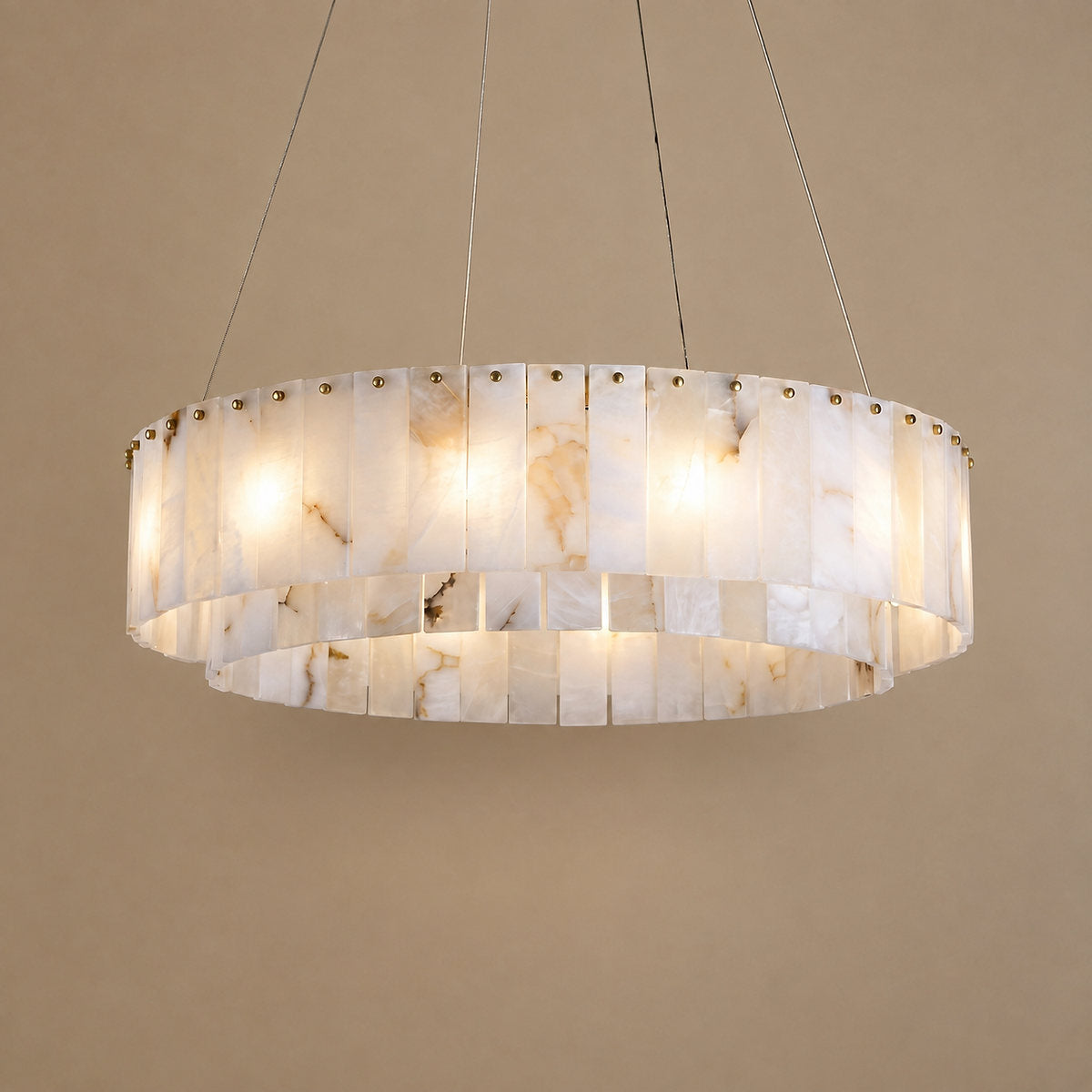 Tricolordeer Eight-Light Marble Drum Chandelier
