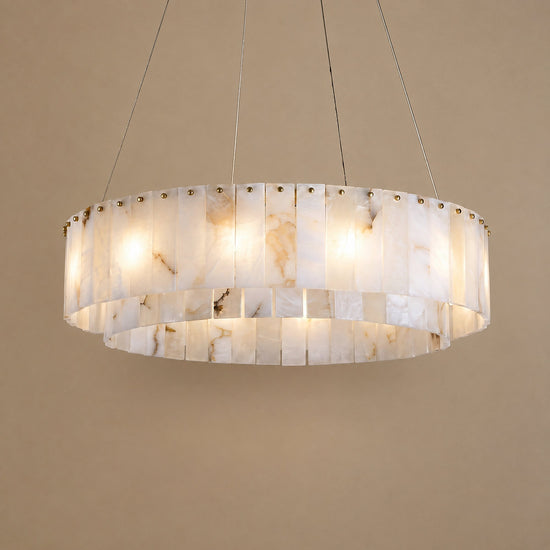 Tricolordeer Eight-Light Marble Drum Chandelier