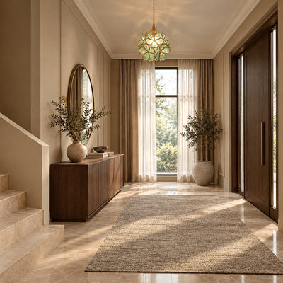 Petal-Shaped Glass Pendant Light with Brass Fitting