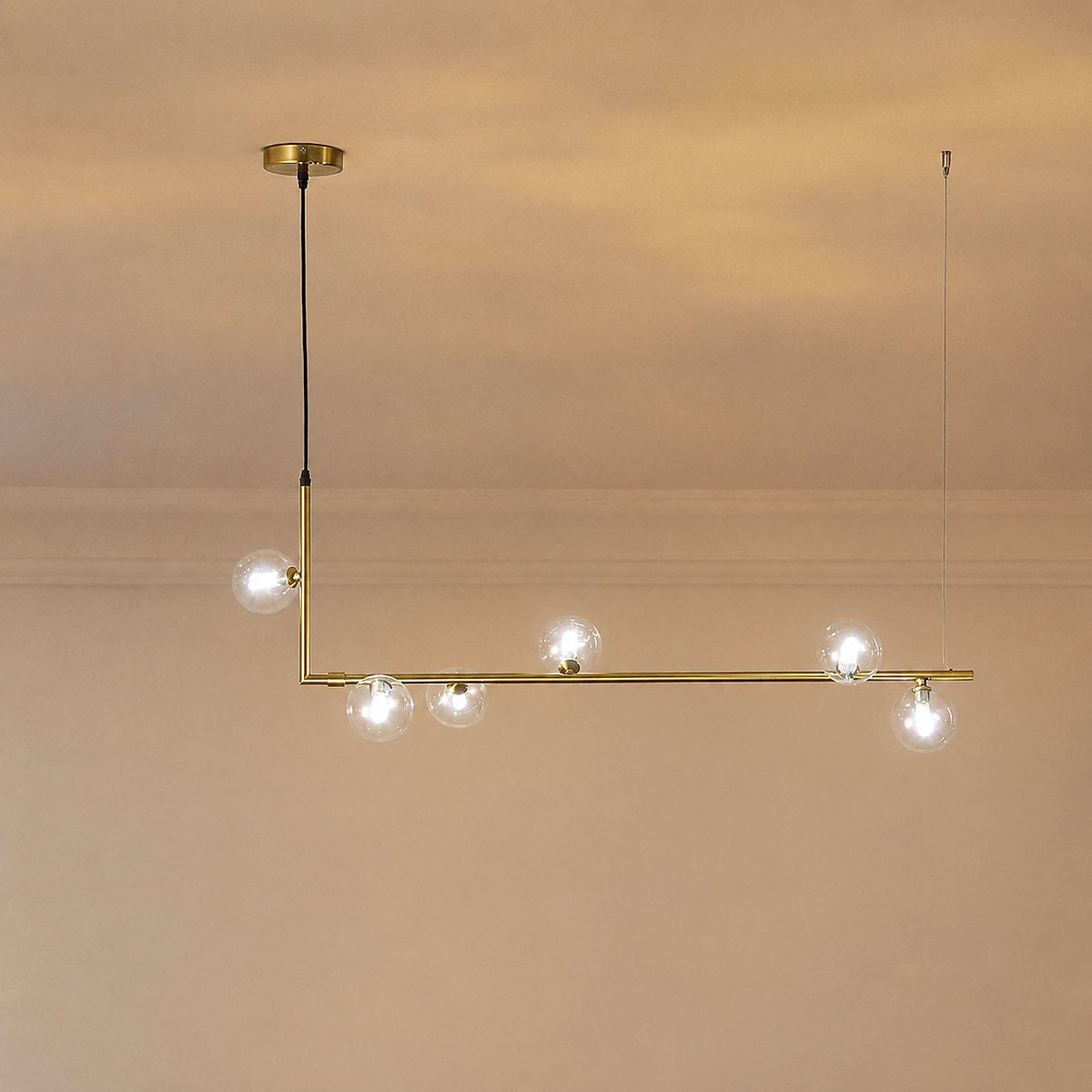 Geometric Linear Glass Sphere Chandelier