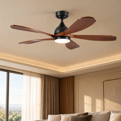 52-Inch Dimmable LED Wood Ceiling Fan