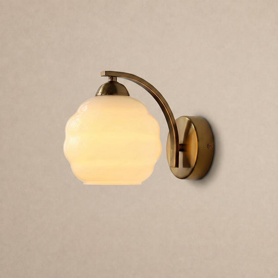 Art Deco Plug-in Wall Lamp, 5.9-Inch x H 6.3-Inch, Gold+Beige, US Plug for Bedroom & Living Room