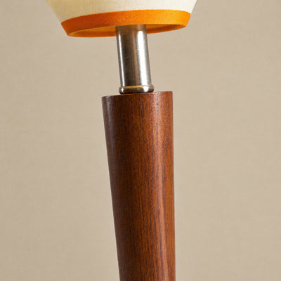 Tricolordeer Walnut Wood and Fabric Table Lamp