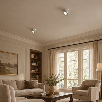 Round Rotating LED Downlight Wall Lamp, 3.4-Inch x H 0.9-Inch, White, Warm Light for Bedroom & Living Room