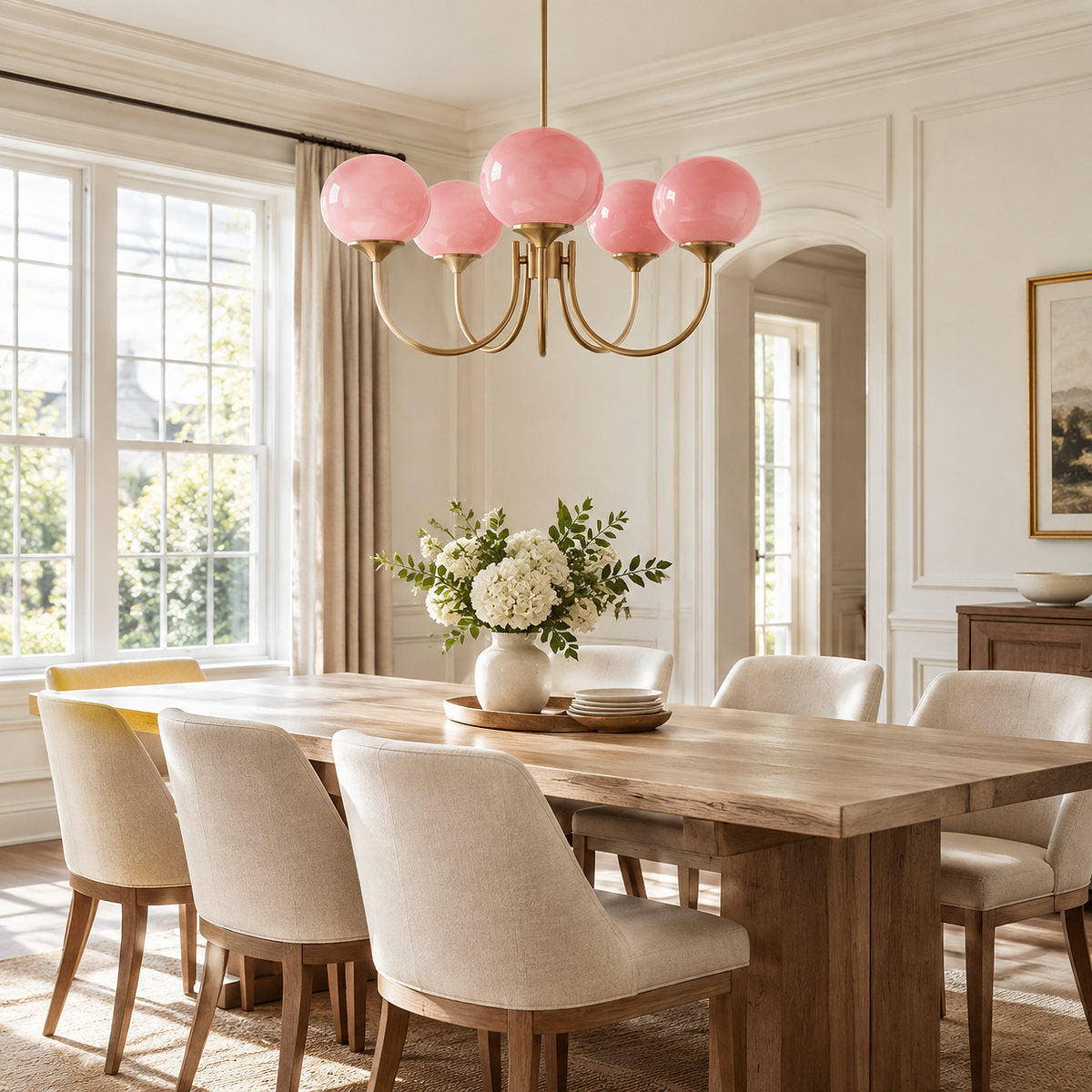 Hand-Sprayed Glass Multi-Light Chandelier