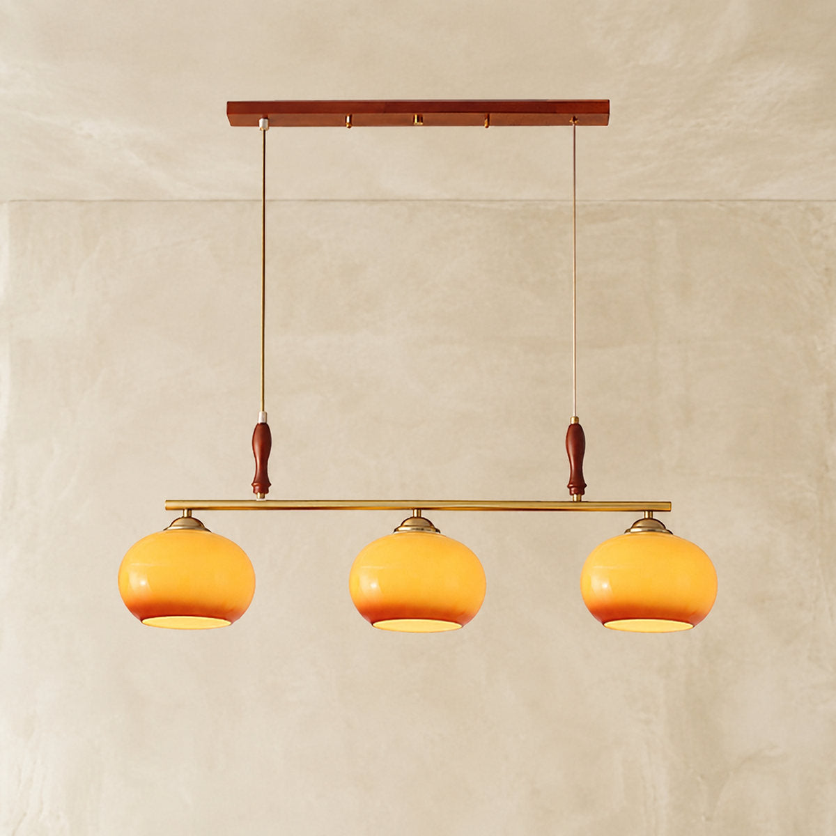 Modern Linear Multi-Head Glass Pendant Light for Dining Room & Living Room