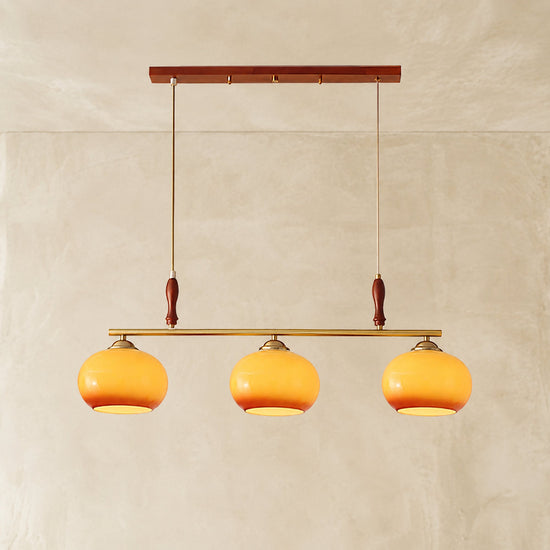 Modern Linear Multi-Head Glass Pendant Light for Dining Room & Living Room