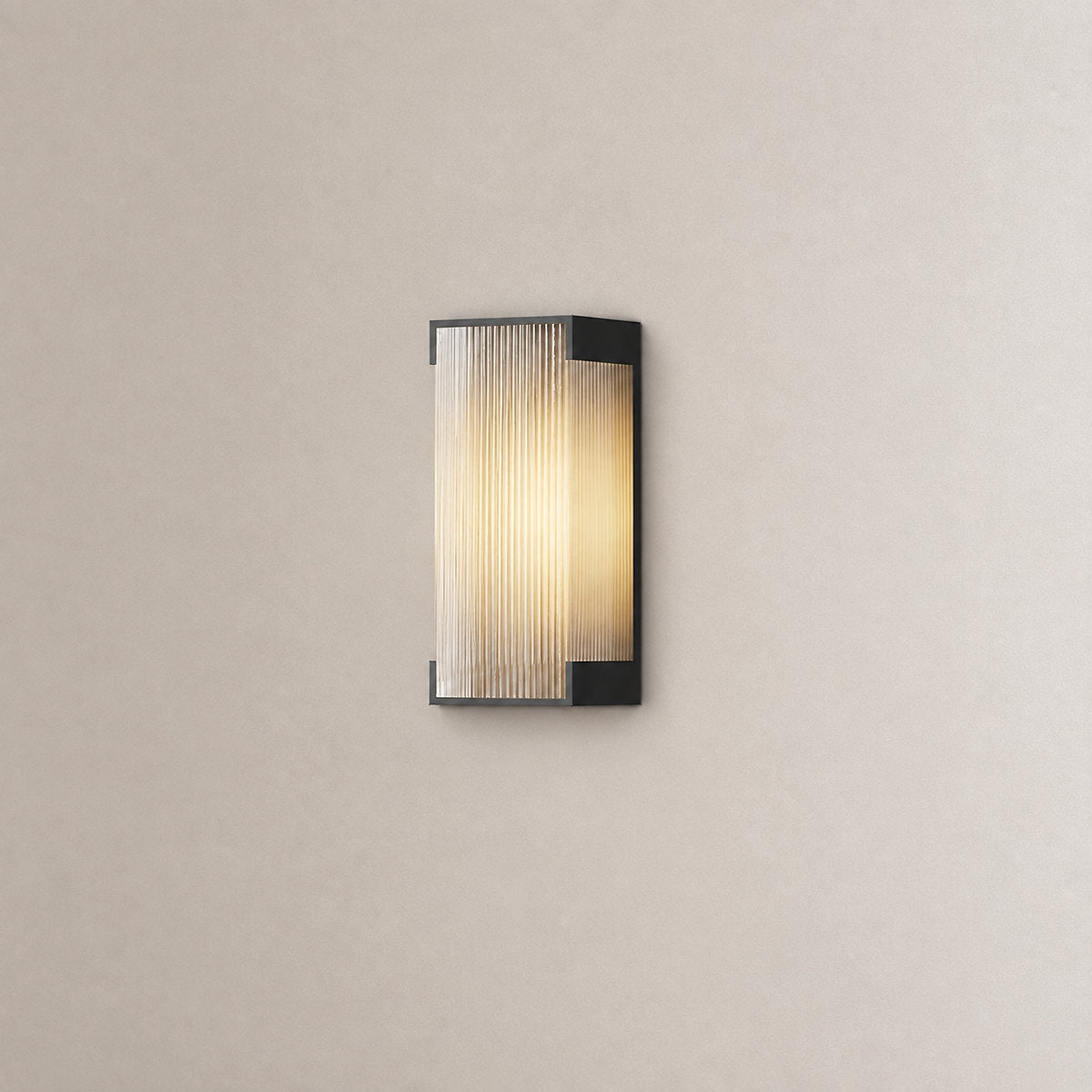 Rectangular Outdoor Wall Lamp, L 5.9-Inch x H 13.8~19.7-Inch, Black & Translucent, Warm Light for Living Room