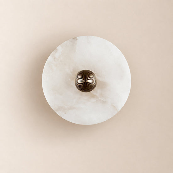 Nayra Alabaster Wall Lamp, 7.9~13.8-Inch, White & Bronze, Triac Warm Dimming for Living Room & Dining Room
