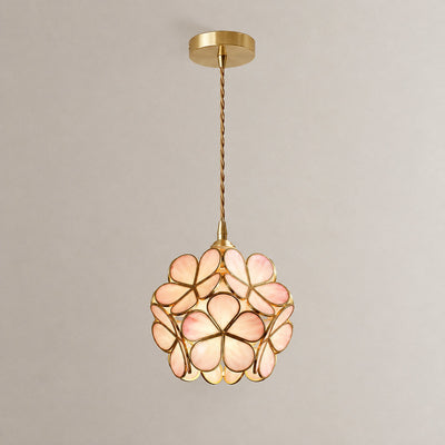 Petal-Shaped Glass Pendant Light with Brass Fitting